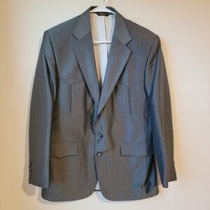 Pagano West Mens Blazer Size 42 Gray Western Cowboy Jacket Rockabilly Vintage
